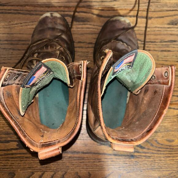 Justin Original Workboots Mens 9.5 EE Brown Leather USA Made Kiltie Logger Boots - Picture 8 of 8